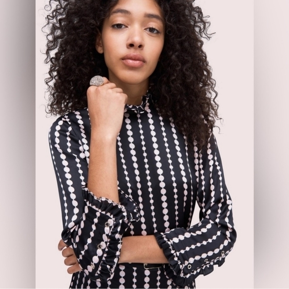 New KATE SPADE Pearl Drops Womens Silk Pattern Midi Dress - Picture 3 of 14